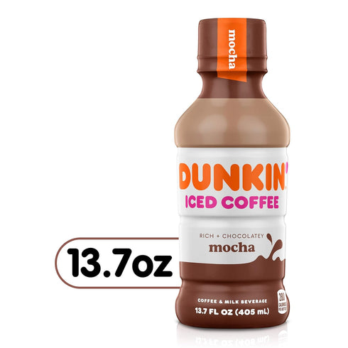 Dunkin' Donuts 13.7 oz, 12 Pack Dunkin' Mocha Iced Coffee Bottle, fl