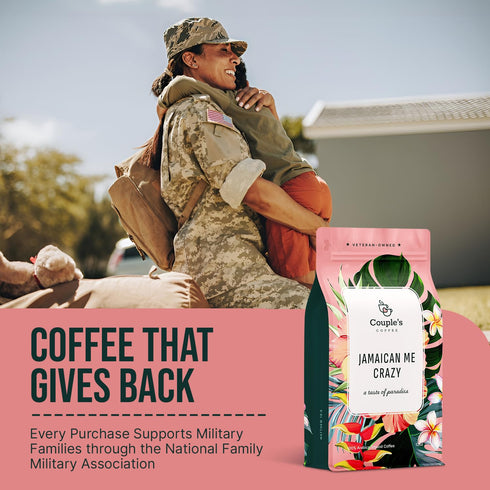 100% 12oz 34 Couples Coffee Ground Coffee | Gives Back to Military Families | Jamaican Me Crazy | Vanilla, Caramel