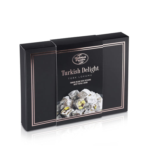 Malatya Pazari Turkish Delight Candy with Pistachio, Gourmet Snack Box Lokum, Traditional