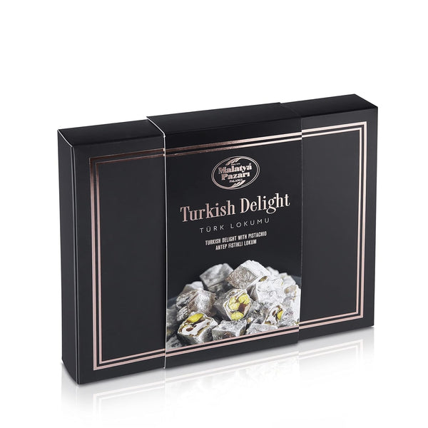 Malatya Pazari Turkish Delight Candy with Pistachio, Gourmet Snack Box Lokum, Traditional