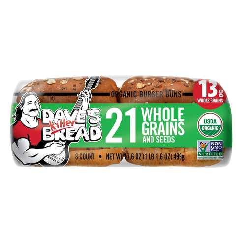 21 8 Count Dave's Killer Bread Whole Grains & Seeds Burger Buns, Organic Hamburger Buns