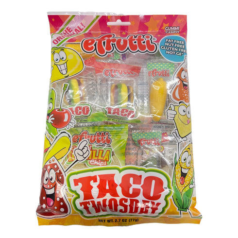 Gummi 2.7 oz. 12 Theme Bag Taco Twosday Shelf Tray Case of Cinco de Mayo Candy Mexican theme party tray