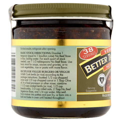 9.5 38 8 (Pack 1) Better Than Bouillon Vegetarian No Beef Base, Made with Seasoned Vegetables, Certified Vegan, Makes