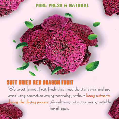 5.29 Oz (150g) SOFT DRIED RED DRAGON FRUIT VIETFARMFOOD: Convection dried fruit, pure natural sweetness without sugar