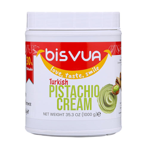 BISVUA Premium Pistachio Cream 30%, 35.3 Oz (1 kg) Natural Pistachio Butter