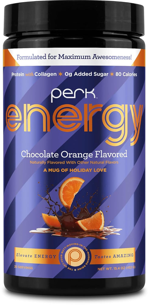 Perk Energy Drink Mix (Chocolate Orange) 20 Servings - Caffeinated Healthy Coffee