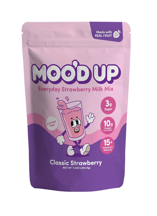 Moo'd Up Mood Up Strawberry Milk Mix Low Sugar, High Protein (10g) Made with