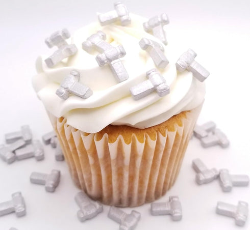 NCS Silver Construction Hammer Tool - Edible Candy Sprinkles, 8 ounces for Cupcakes, Cookies, Cakes