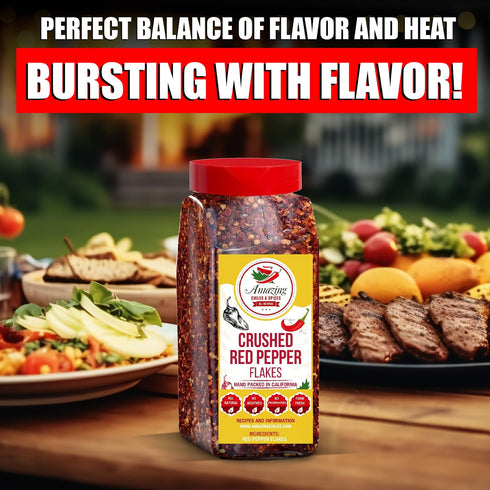 12 oz (Pack 2) Crushed Red Pepper Flakes, All Natural, Hot and Spicy Seasoning for Pizza, Pasta, Chili, Soup, Meat