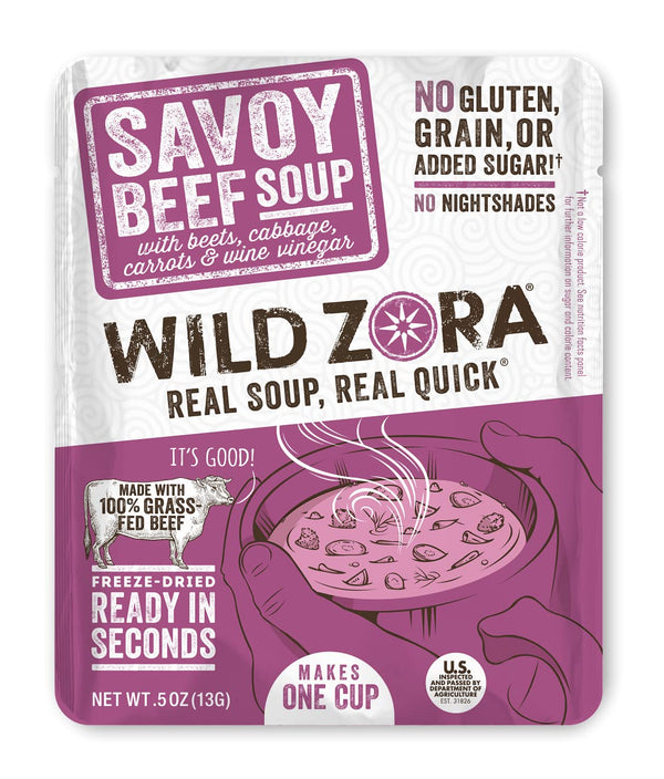Wild Zora Instant Keto-Friendly Soups Savoy Beef 8-pack Broth Made with 100%