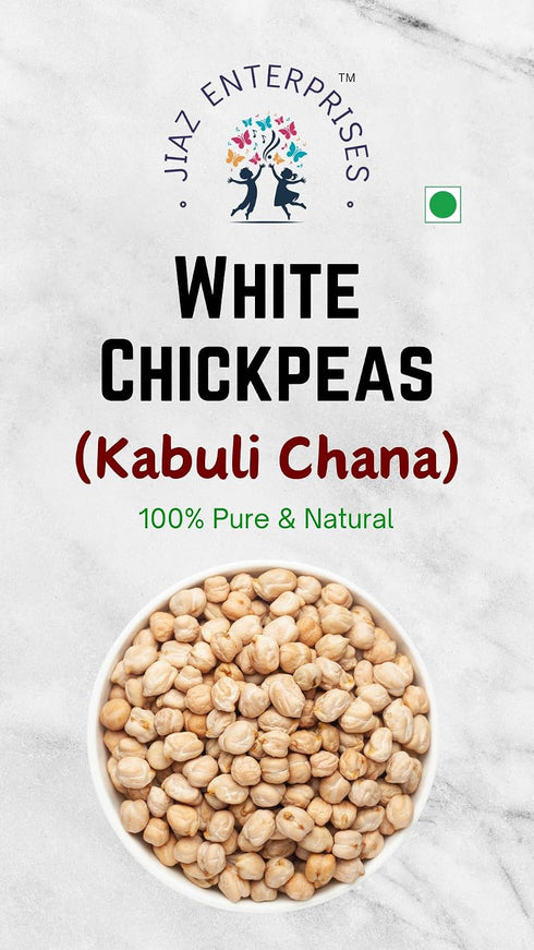 17.6 Oz (500g) Jiaz Enterprises White Chickpeas (Kabuli Chana) ~ Garbanzo Beans | All Natural | Vegan | Gluten Friendly
