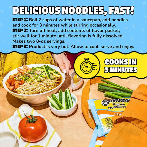 3 Oz. (24 Pack) Maruchan Ramen Noodle Soup, Less Sodium Chicken Flavor Japanese-Style Instant Noodles, Quick & Easy