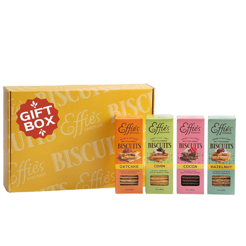 Effie's Homemade Biscuits - Gift Box Sampler - Oatcakes, Cocoa, Corn, Hazelnut