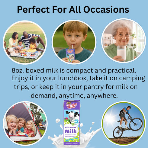 Prairie Farms Dairy 1% 8 oz. (27 Pack) Prairie Farms Percent Milk, Shelf Stable Low Fat Milk, Boxed & Ultra Pasteurized