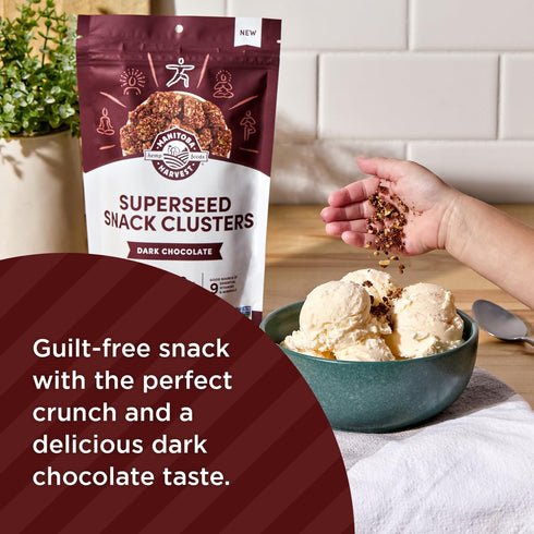 4.6oz 5g 2g 5g 3 6 30g 6-in-1 Manitoba Harvest Superseed Snack Clusters, Dark Chocolate - - Plant Protein, Fiber, Omega
