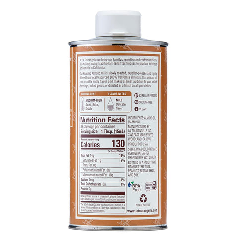 La Tourangelle Roasted Almond Oil - Artisanal Cooking Oil Rich in Vitamins for Baking, Cooking, and Marinades