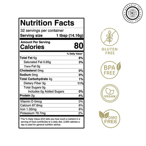 1 lbs (454 Pride of India- Triple Omega Superseed Flour gm) Nutty Earthy Taste Milled in Small Batches | Chia Flax