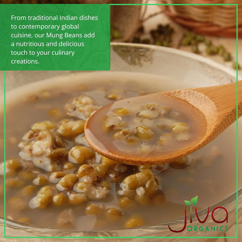 2 lb Jiva Organic Mung Bean - Mung Moong Beens Whole for Sprouting and Cooking - Bean Bag Indian Spices