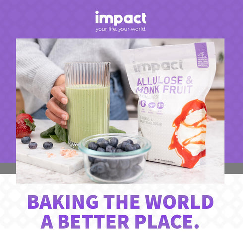 Impact Monk Fruit Allulose Sweetener, Zero Calorie Baking Essential, Keto Friendly Sugar Substitute, 1lb