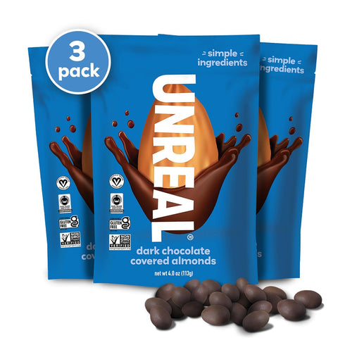 UNREAL Dark Chocolate Almonds - Certified Vegan, Gluten Free, Fair Trade, Non-GMO,