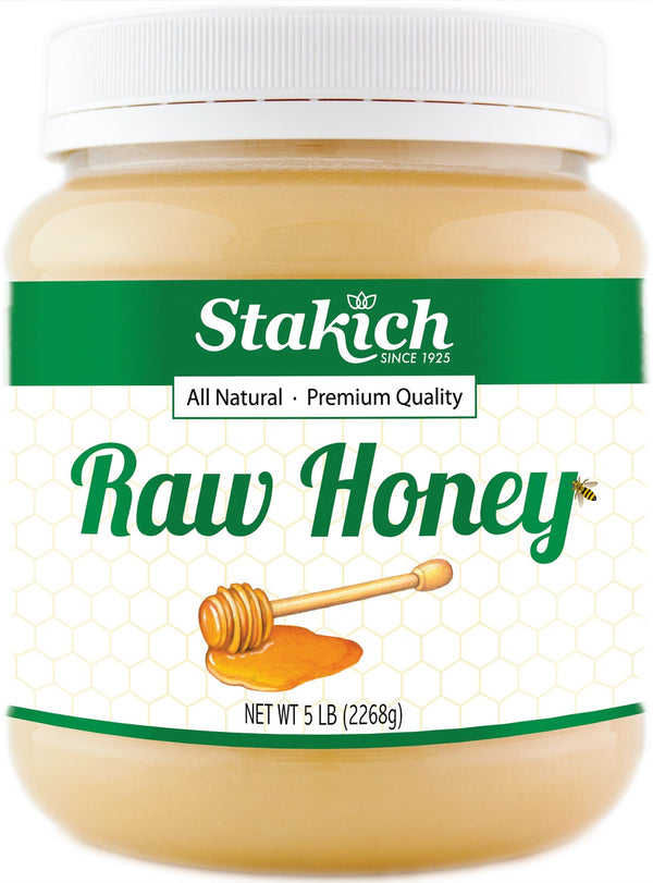 Stakich Raw Honey - Pure, Unprocessed, Unheated, Kosher - 5 Pound (80