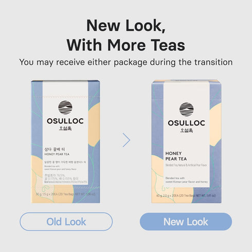 20 count OSULLOC Honey Pear Tea (Sweet Pear & Honey Flavor), Iced tea bags Fruit tea Blend, Premium Teabags from Jeju