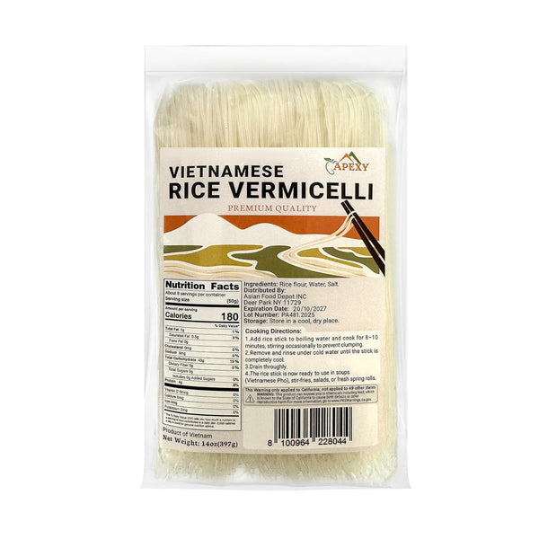 APEXY Vietnamese Rice Vermicelli, 14 oz Pack of 3 Thin Rice Noodles for