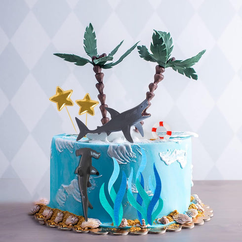 9 Pack Shark Cake Topper Figurines, Shark Decoration for Kids Baby Shower Ocean Theme Birthday Party
