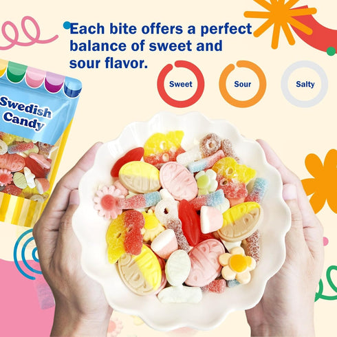 Gummy BUBS Swedish Candy Sour & Sweet Pick and Mix Assorted Scandinavian Candy, Soft and Chewy Texture, Bulk Bag Made