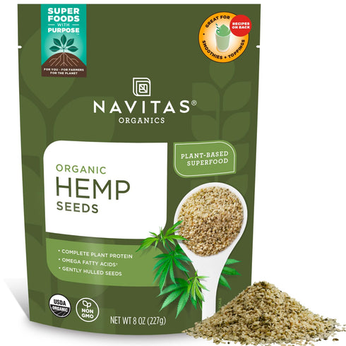 Navitas Organics Hemp Seeds - 8oz. Bag, USDA Organic, Non GMO, Gluten Free, Protein & Minerals for Smoothies