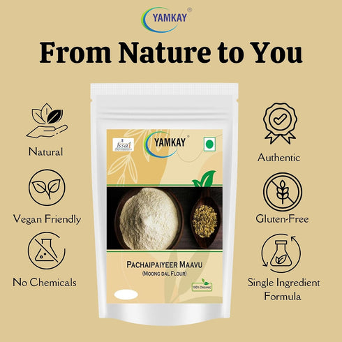 (700 Yamkay Organic Pachaipaiyeer Maavu Moong dal Flour GM, Moong Dal Flour)