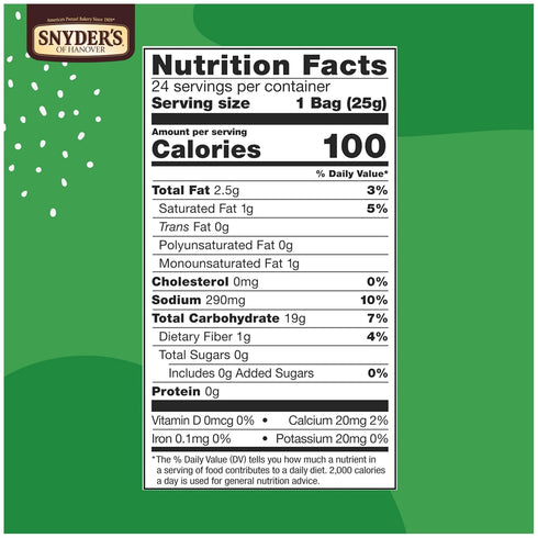100 Packs, 24 Snyder's of Hanover Gluten Free Pretzel Sticks, Calorie Individual Ct