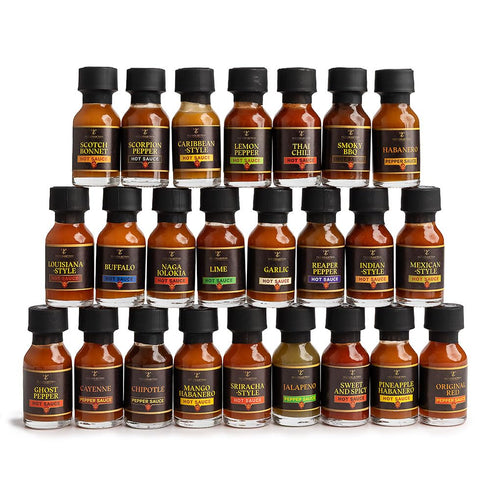 TILZ COLLECTION Sets |24 Tilz, Hot Sauce Gift Hot Sauce Bottles, Sampler, Chilli Sauce, Food Gifts For Men |Sriracha