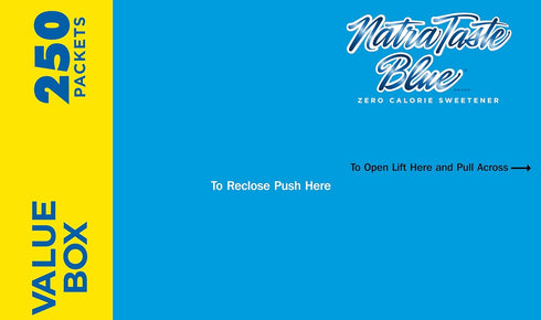 NatraTaste 250 Packets (1 pack) Blue Zero Calorie Sweetener, Bulk Sugar Substitute for Coffee, Iced Tea, Lemonade, Hot