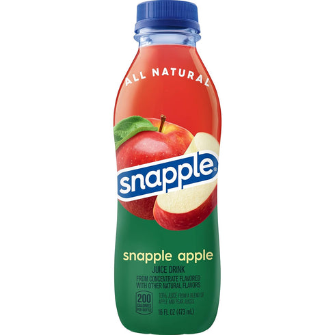 16 Oz 10% 12 Pack Snapple Apple Juice Drink, Fl Recycled Plastic Bottle, All Natural, No Artificial Flavors
