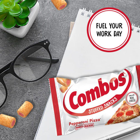 Combos 1.7 18 Count (Pack 2) Pepperoni Pizza Cracker Baked Snacks Bag Ounce