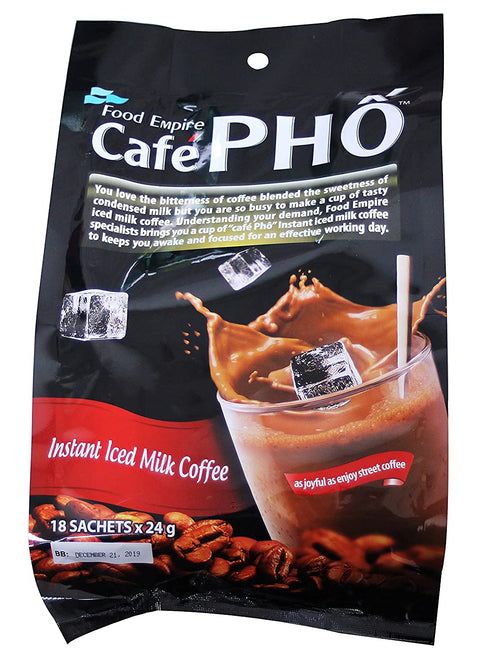FOOD EMPIRE CAF PHO 3in1 Packets, 18 Pack 4 60.9534 Cafe Pho Vietnamese Instant Coffee Mix, Iced Milk Coffee, Sua Da