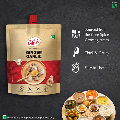 Catch 200g (7.05 oz) Ginger Garlic Paste | Fresh Ground Adrak Lehsun Paste for Authentic Indian Cooking | Kitchen