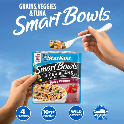 StarKist Smart Bowls Spicy Pepper, 4.5 oz Pouch (Pack of 12) – Wild Caught Light Tuna with Rice & Beans