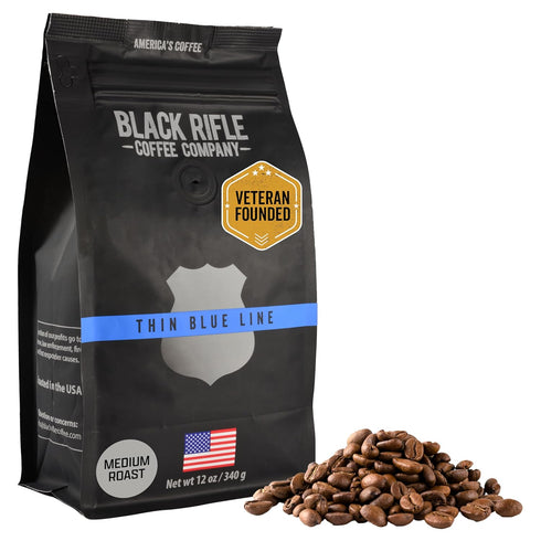 Black Rifle Coffee Company Thin Blue Line, 12oz Bag, Whole Bean Medium