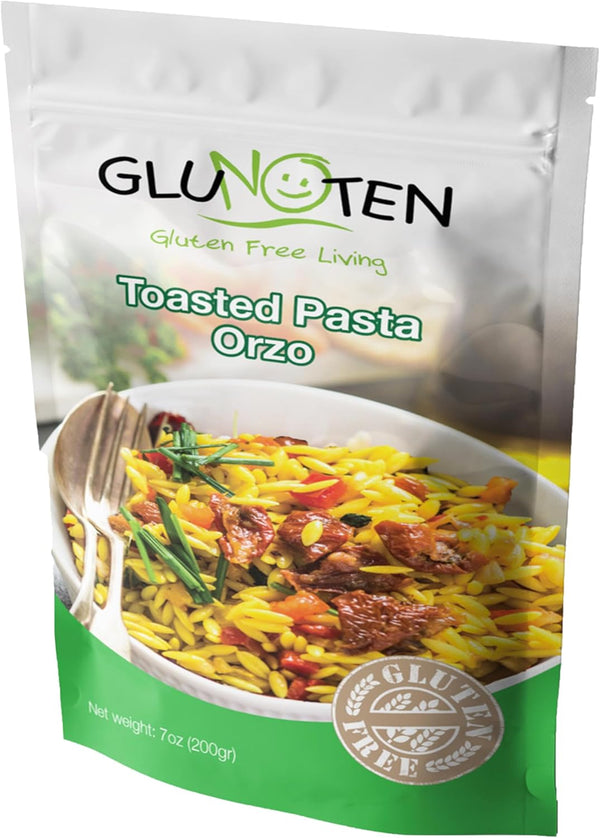 GLUNOTEN Gluten Free Toasted Pasta Orzo (Kosher, Dairy Free, Nut Free)