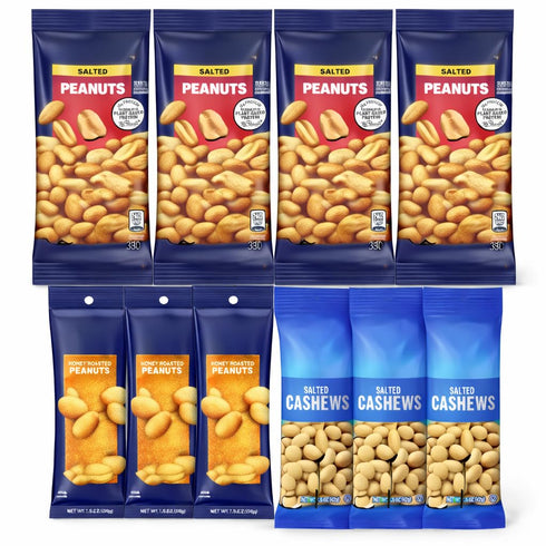 Vallary Nut Variety Pack 10 Individually Wrapped Snack Bags | 3 Salted Cashews,