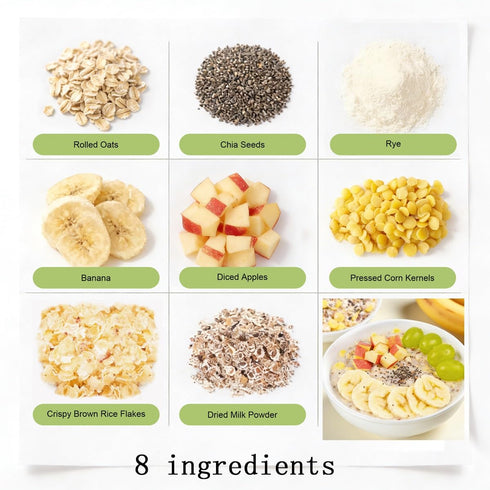 xapuo 500g 3 Chia Seeds Apple Banana Milk Oatmeal, Instant Hot Cereal, Ways To Prepare, Quick Breakfast For Home Office