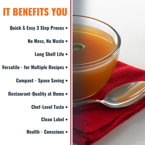 30 Packets (9.6g) SAVORY CHOICE Reduced Sodium Beef Broth Concentrate, - Gluten-Free, Diary-Free Broth Concentrate