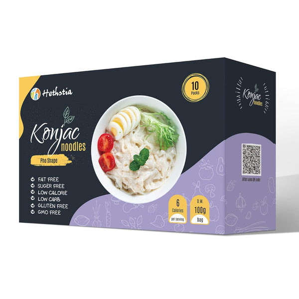 Hethstia Shirataki Noodle, Vegan Pho Konjac Noodle Ready to Eat Plant-Based Vietnamese