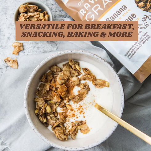 3 200 Pack Rawcology Organic, Keto, Grain Free Raw Crunch Granola - Banana with Maca, x Gram