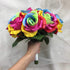 Silk Rainbow Rose Wedding Bouquet Boutonniere (A)