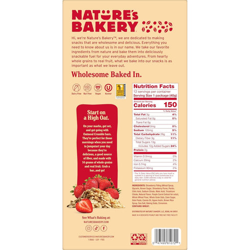 KD Chocolates 14.1 oz, 10 Count Nature's-Bakery Oatmeal Crumble Strawberry Breakfast Snack Bars, Whole Grains, Real
