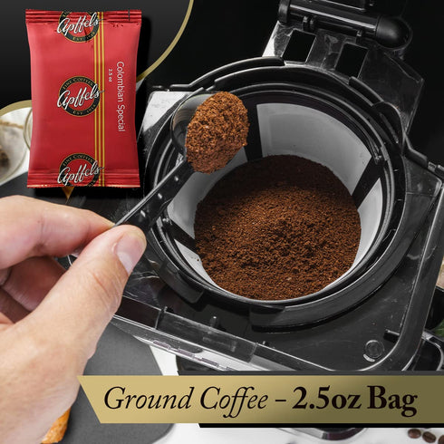 100% (18 pack 2.5 oz Apffels Colombian Special Ground, Medium Roast, Arabica Coffee Each)
