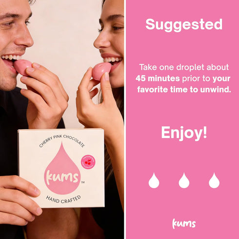 (1 Kums Pink Cherry Rose Chocolate Tabs for Couples Box) Premium Pink Cherry Tab Chocolate for Men & Women | Vegetarian